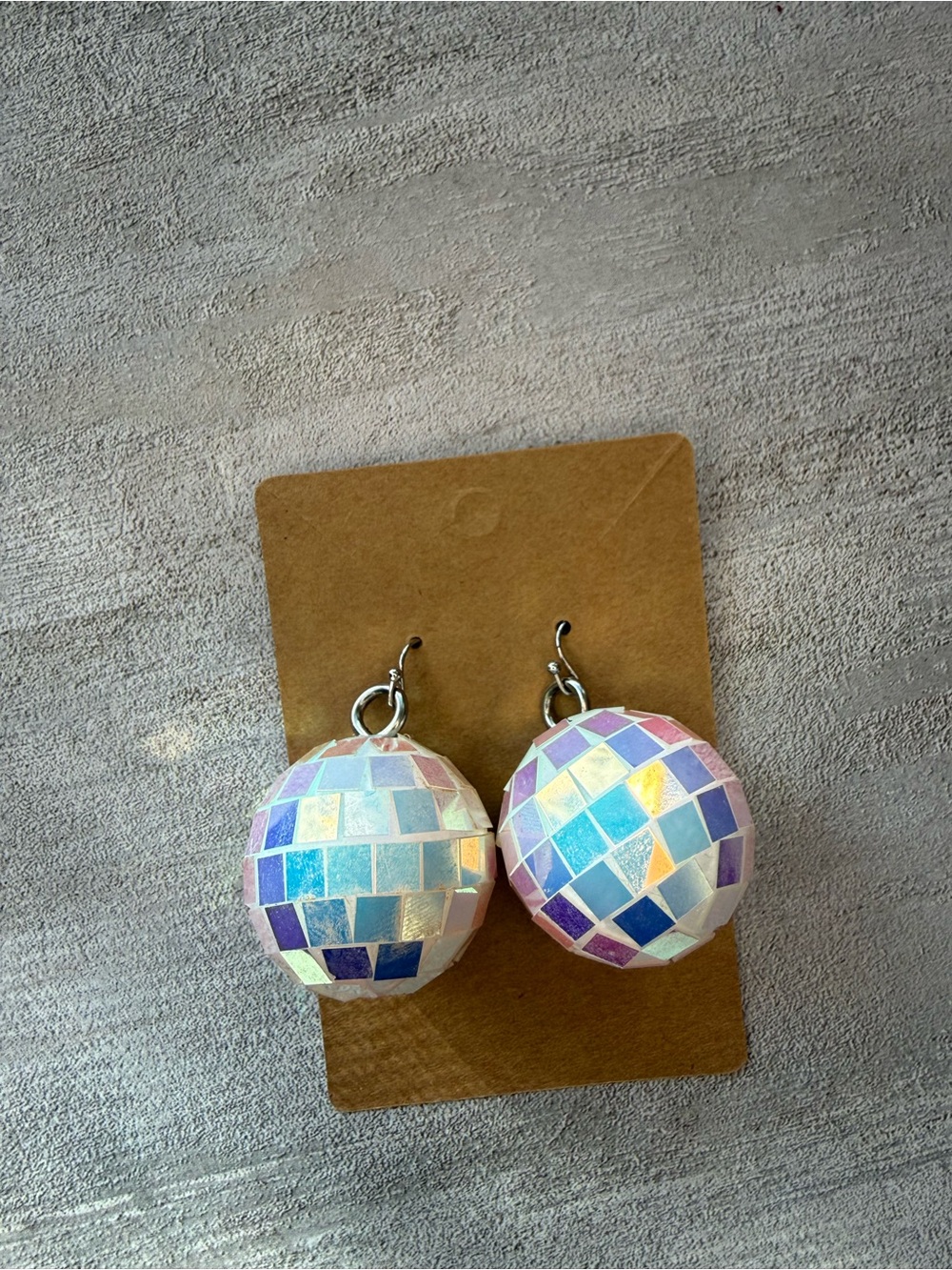 Iridescent Mosaic Sphere Drop, disco ball Earring- Women Jewelry